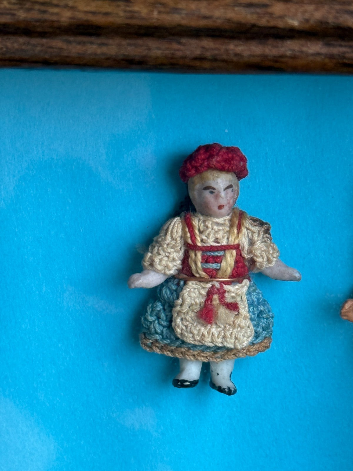 Antique Miniature Hertwig Carl Horn Dolls Framed Display 9 German Bisque Dolls