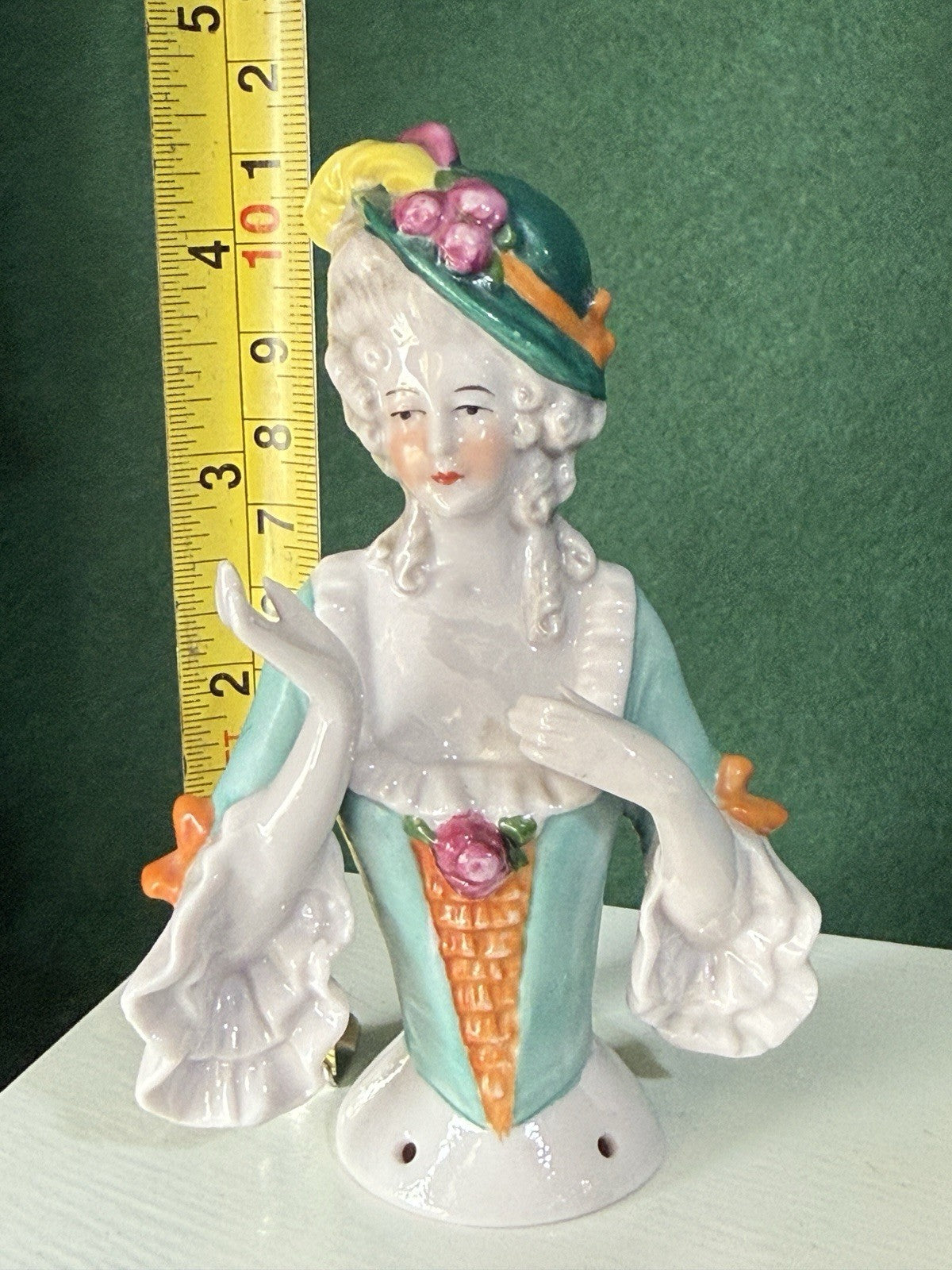 Porcelain German 13681 Half Doll 4.5” Figurine Arms Away
