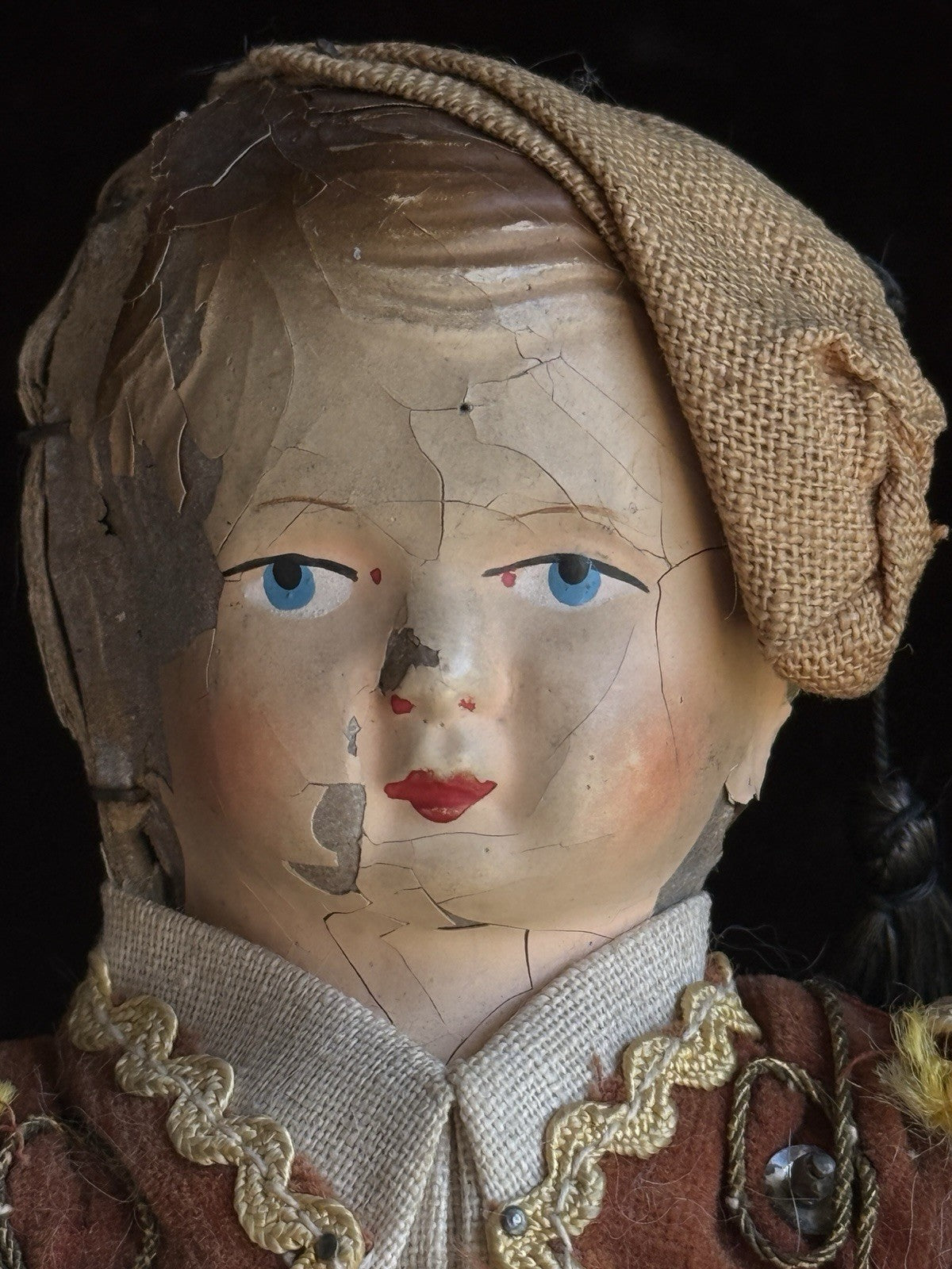 Lot of 2 Antique Composition Cloth Doll In Traditional Greek Costumes