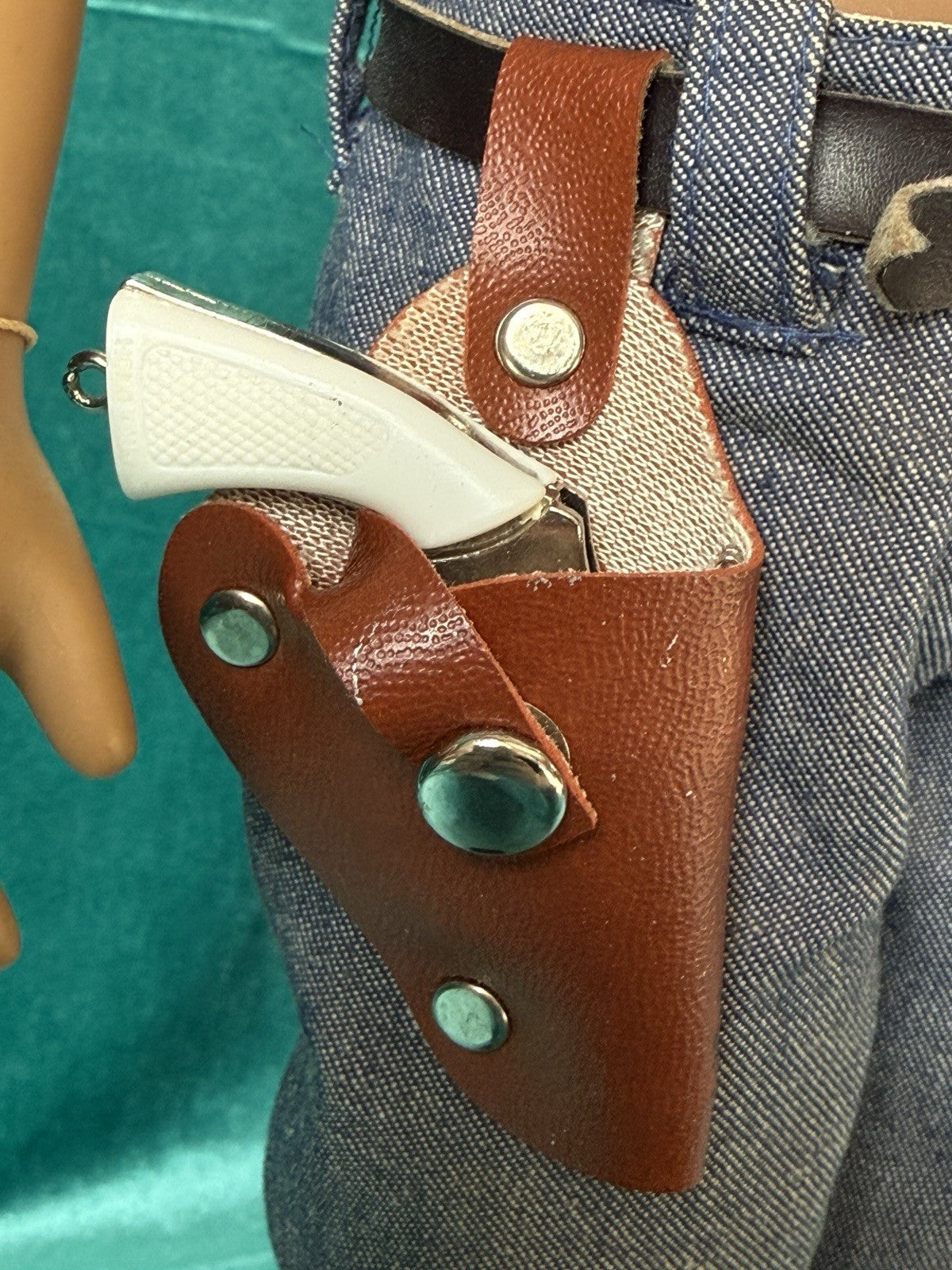 Collectible England Vinyl Brunette Boy Doll; Redressed/Denim Top