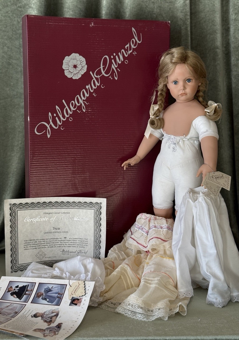 MIB Artist Hildegard Gunzel Vinyl 24” Doll “Tricia” LE 2000 Box/Tag/COA