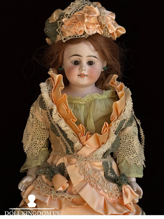 Antique German 20” Gebrüder Kuhnlenz (?) Bisque Shoulder Head Doll