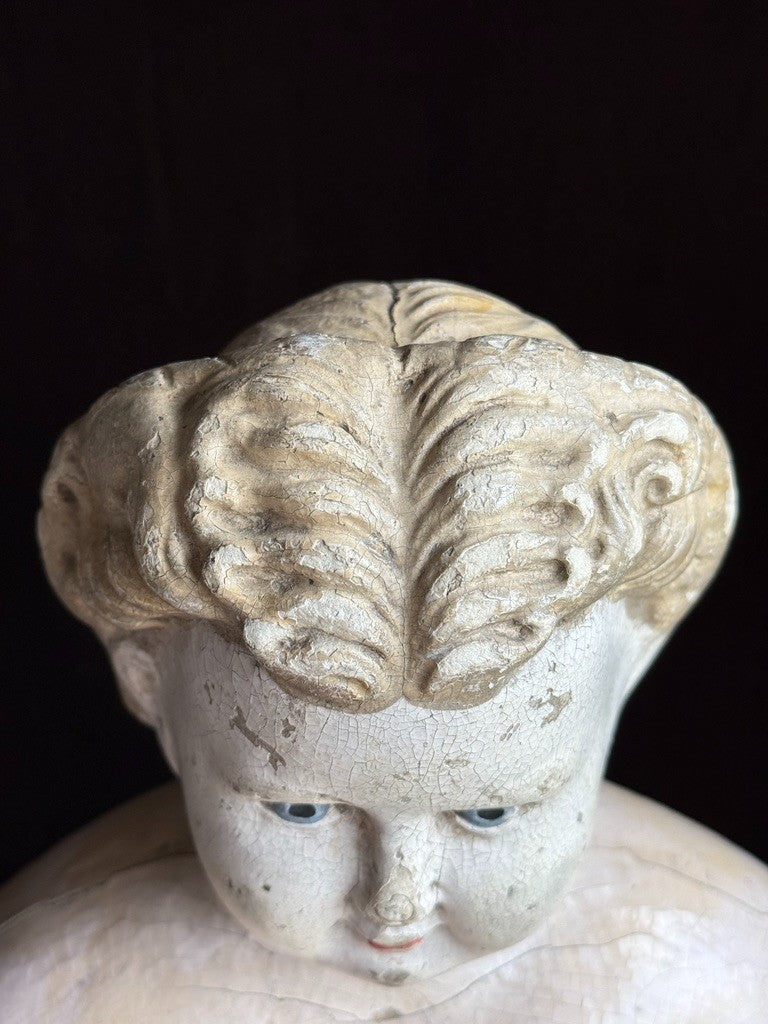 Rare Large Antique American 30” Greiner Papier Mache Head No. 11 Doll with Label
