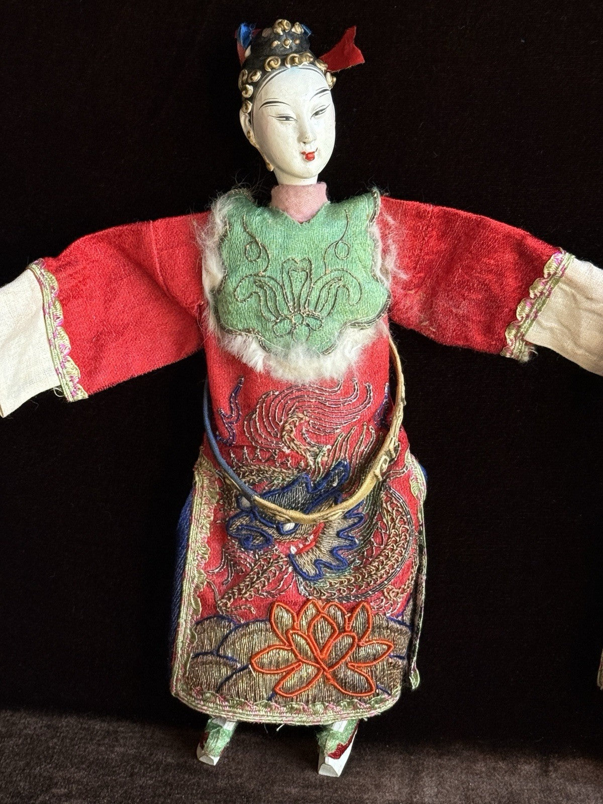 Pair of Vintage 10” Chinese Opera Qing Dynasty Dolls