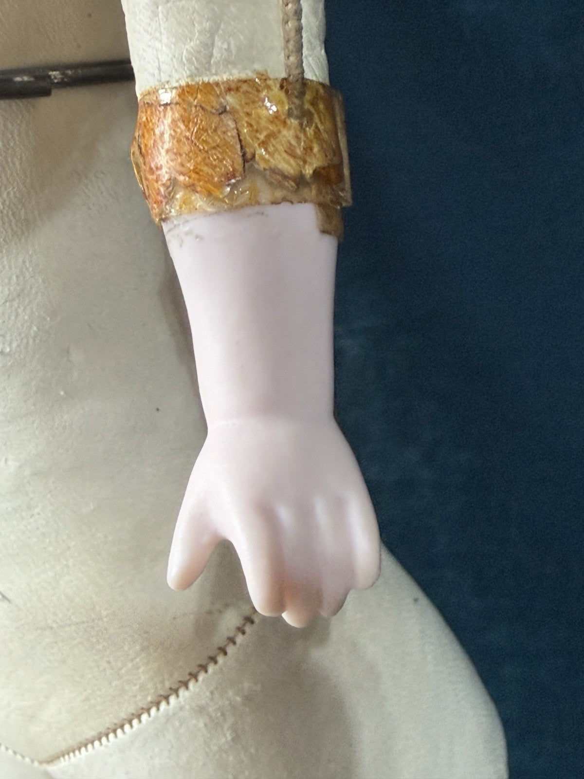 Unidentified Mold 21 7 Dep Antique German 20” Doll Bisque Head Leather Kid Body