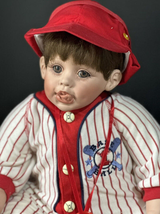 Collectible Porcelain 22” Doll “Bubba Bo Slugger” by Fayzah Spanos LE 1000