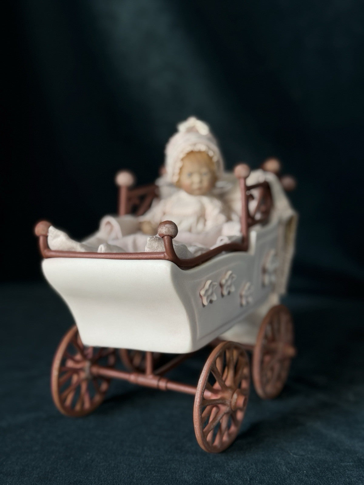 Rare All Porcelain Annette  Himstedt 5” Doll “Mili” Winzlingen Collection w/Pram