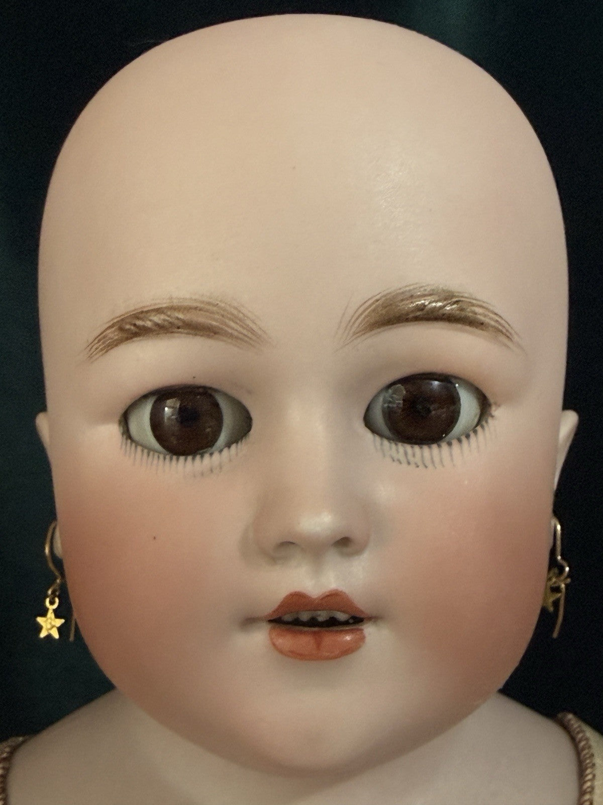 Antique German Simon Halbig Dep 1260 Bisque Head Leather Kid Body 20.5” Doll