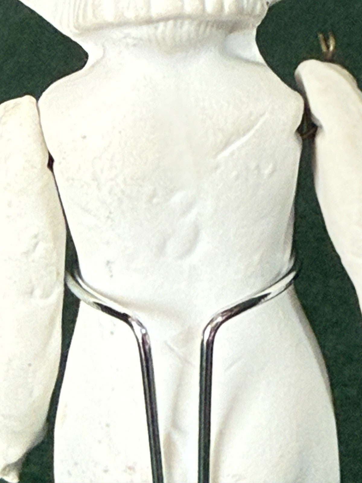 Antique German 4 1/2” Frozen Charlotte Bisque Doll With Molded Bonnet