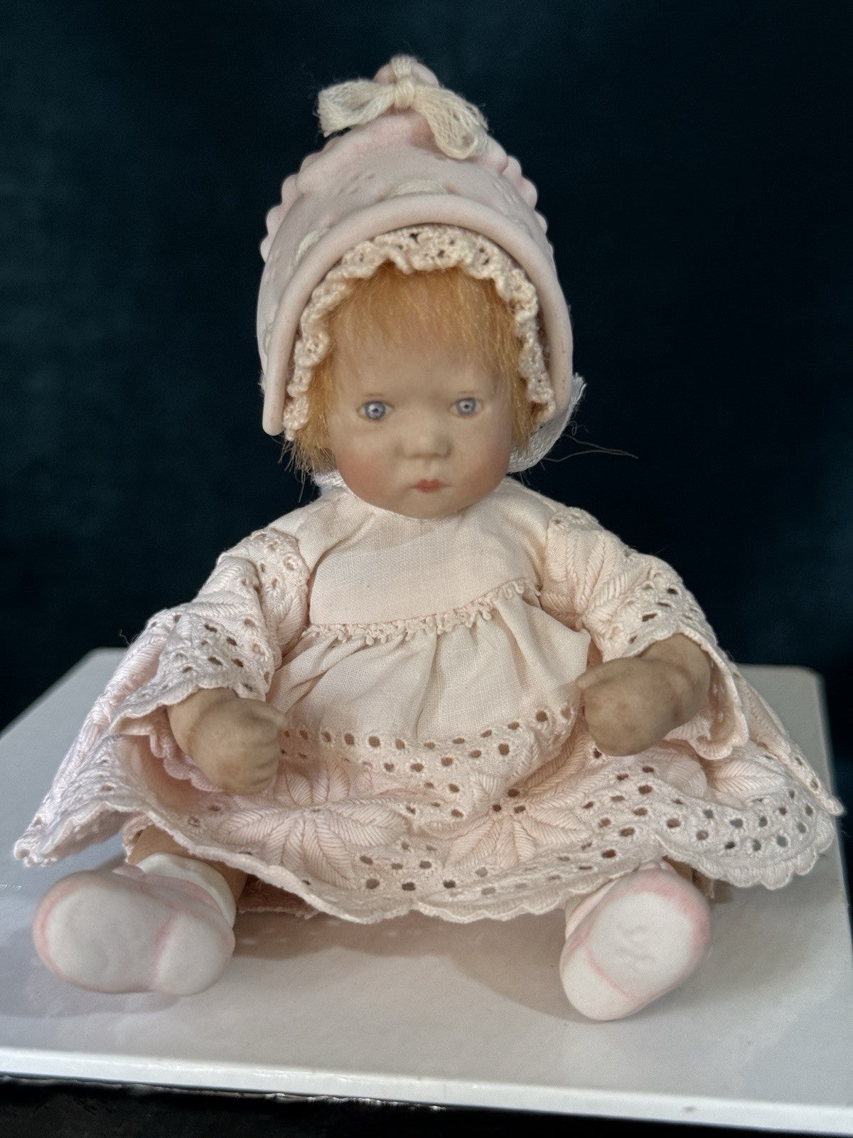 Rare All Porcelain Annette  Himstedt 5” Doll “Mili” Winzlingen Collection w/Pram