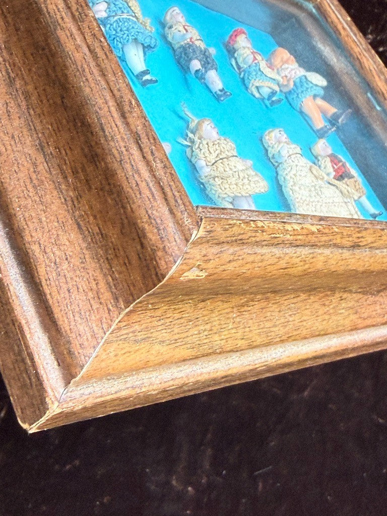 Antique Miniature Hertwig Carl Horn Dolls Framed Display 9 German Bisque Dolls
