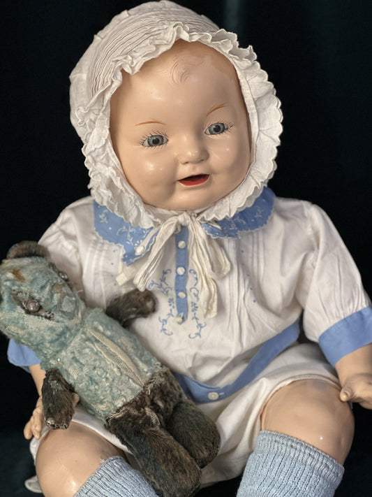 Large 26” Vintage American E.I.H Horsman Composition Doll Dimples