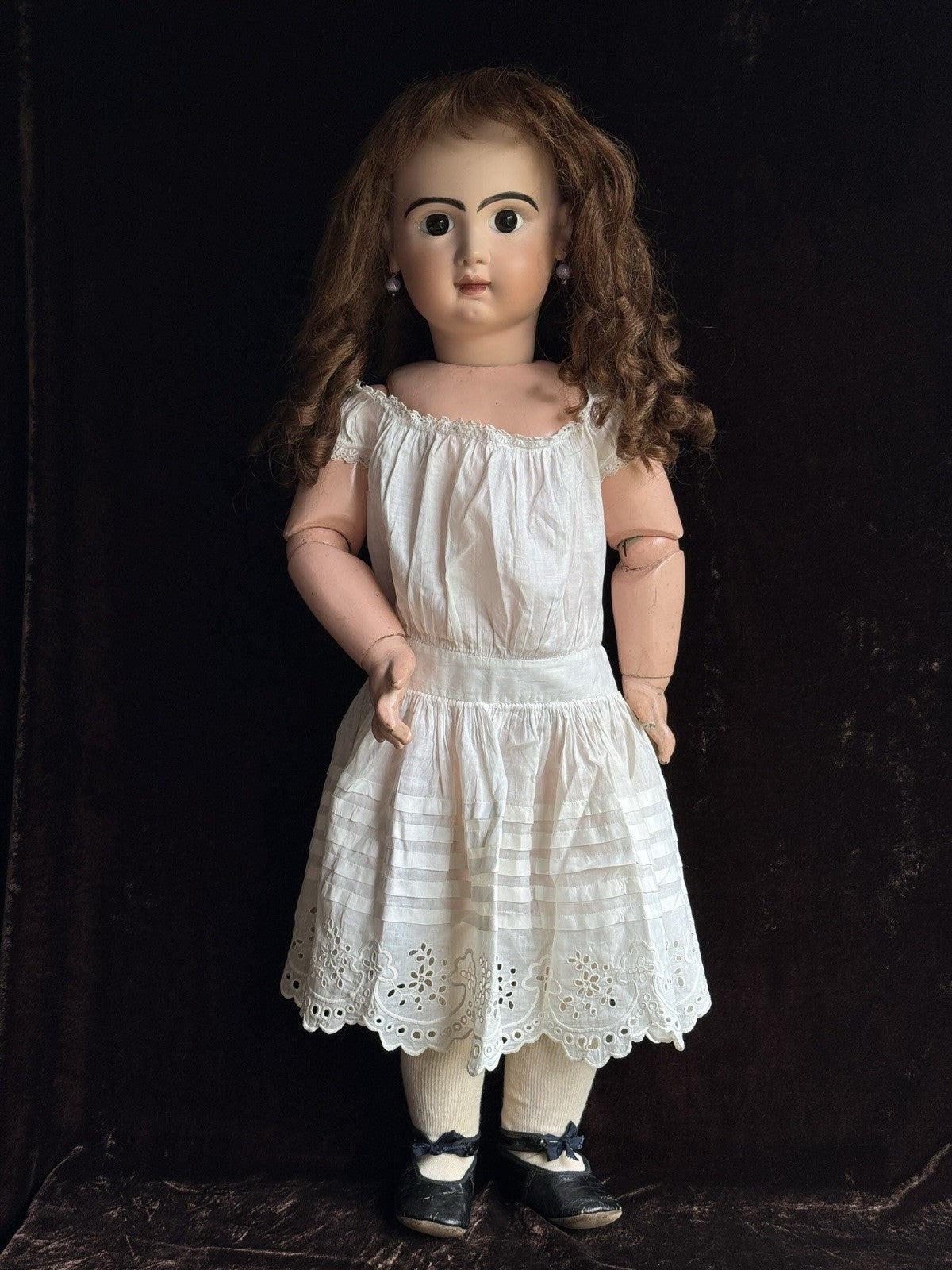 Large Antique French Original Restored JUMEAU 32” Bisque Head Doll