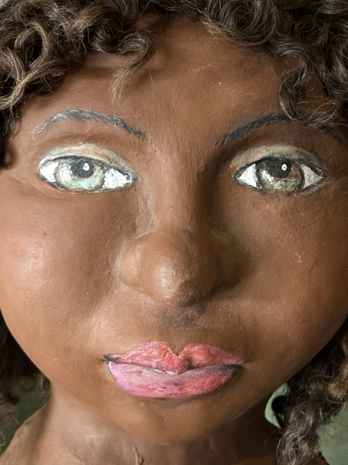 OOAK (?) Handmade Papier-mâché Like AA 29” Doll with Her Toy Doll