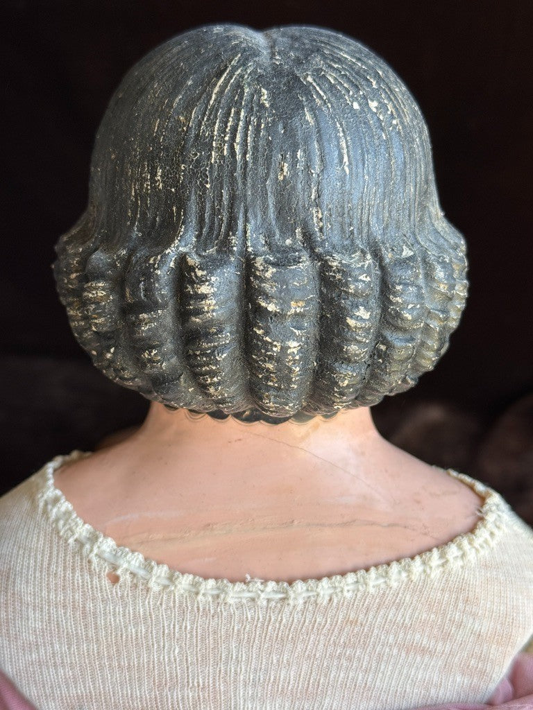 Rare Antique American/French Greiner (?) Papier Mache Glass Eyes Open Mouth Doll