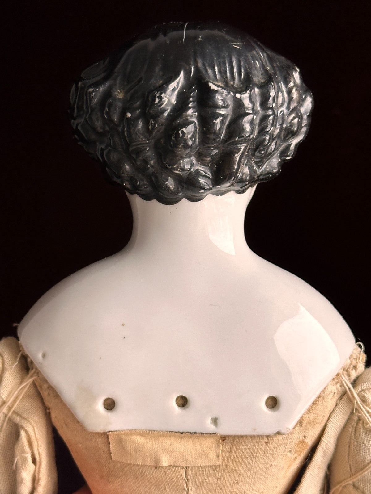 Antique German 18.5” Flat Top Highbrow China Shoulder Head Doll