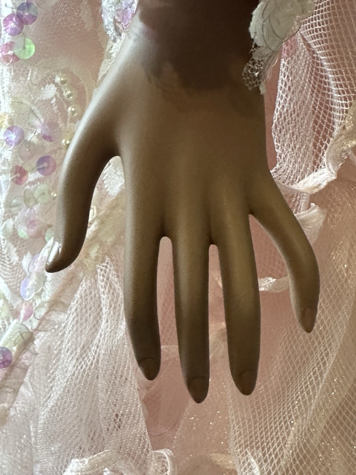 Collectible 26” Porcelain Doll “Pink Shiffon” by Rustie LE 500 Tag/ COA/Stand