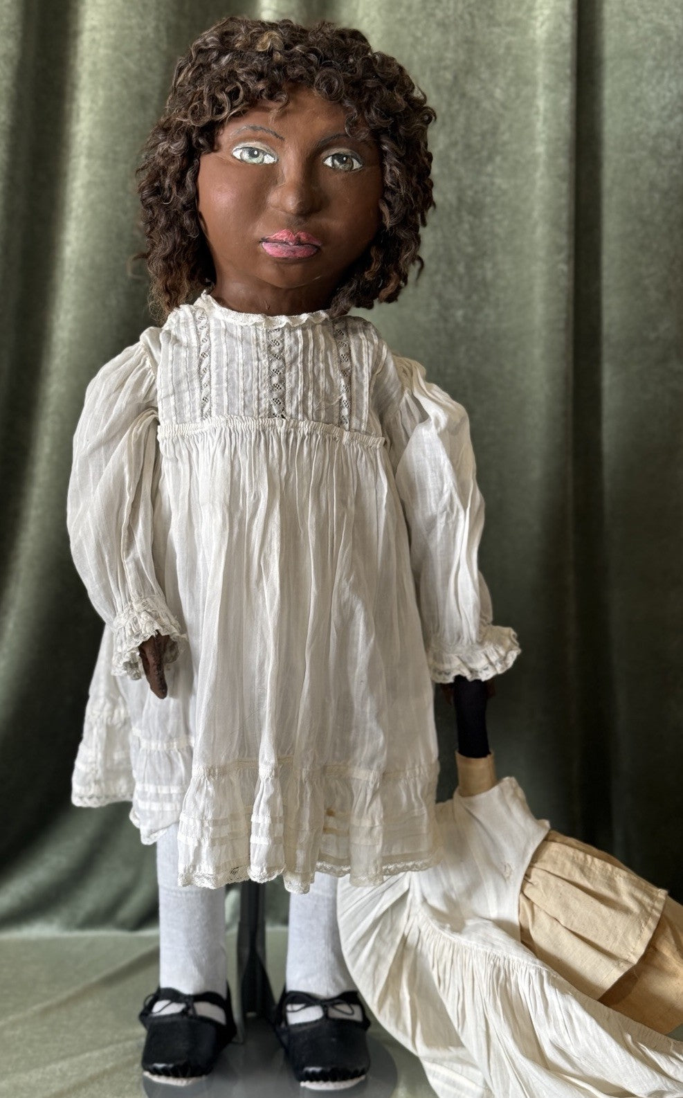 OOAK (?) Handmade Papier-mâché Like AA 29” Doll with Her Toy Doll