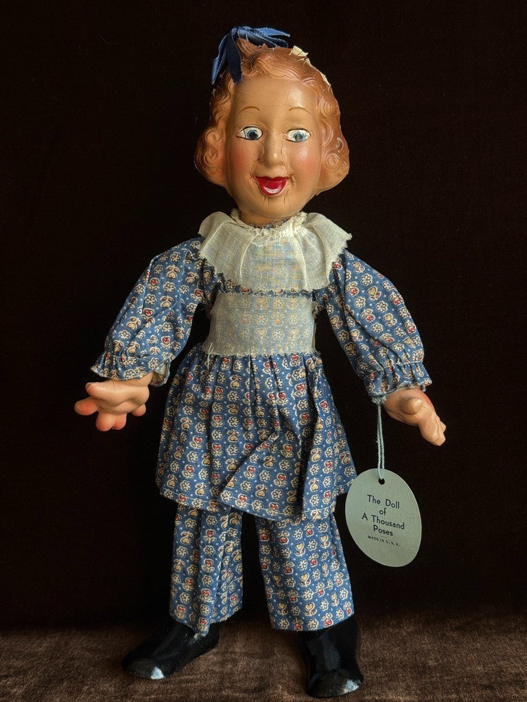 Vintage American Ideal 12.5" Baby Snooks Flexy Doll Fanny Brice Doll with Tag