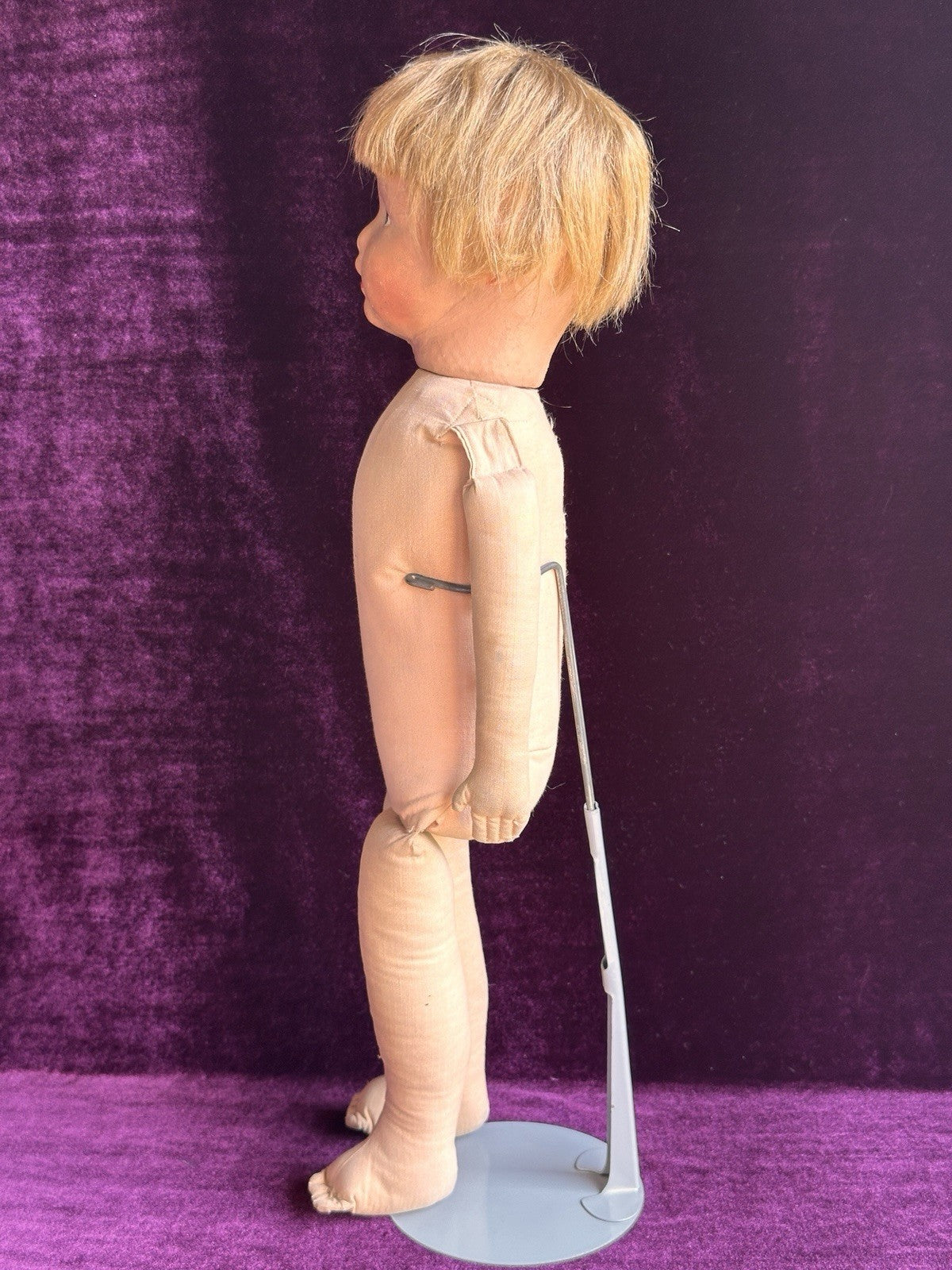 Antique American 19” Kamkins Cloth Oil Painted Doll