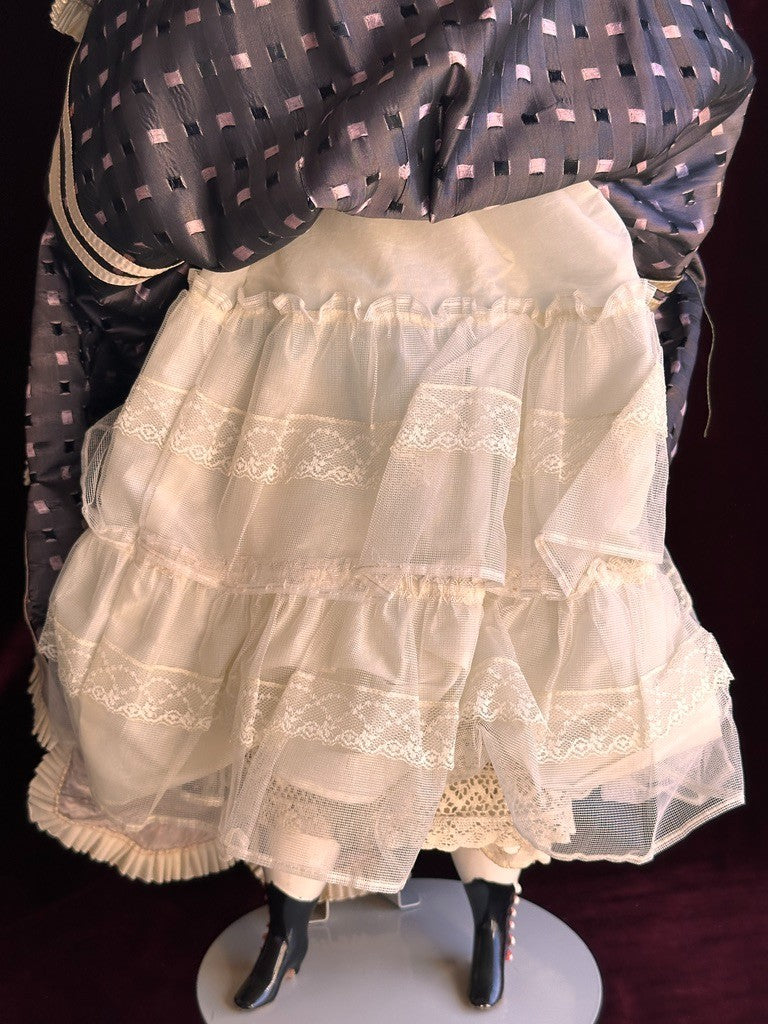 Large Antique German 26” Flat Top Highbrow China Shoulder Head Blonde Doll