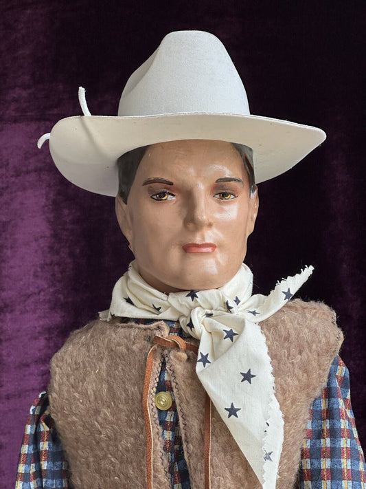 Rare Large 28.5” Vintage Composition The Lone Ranger Doll + Pledge Certificate