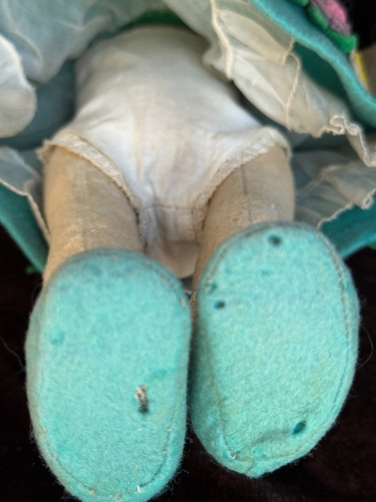 Vintage Italian 13” Lenci 70 (?) Felt Cloth Character Girl Doll