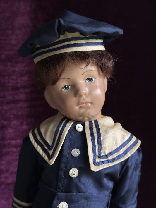 Antique American Schoenhut 16" Wooden Jointed Boy Doll
