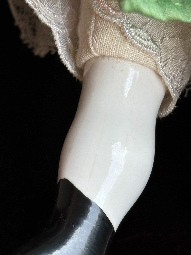 Vintage Japan (?) Cabinet Size 11.75” Dresden Style Molded Lace China Bust Doll