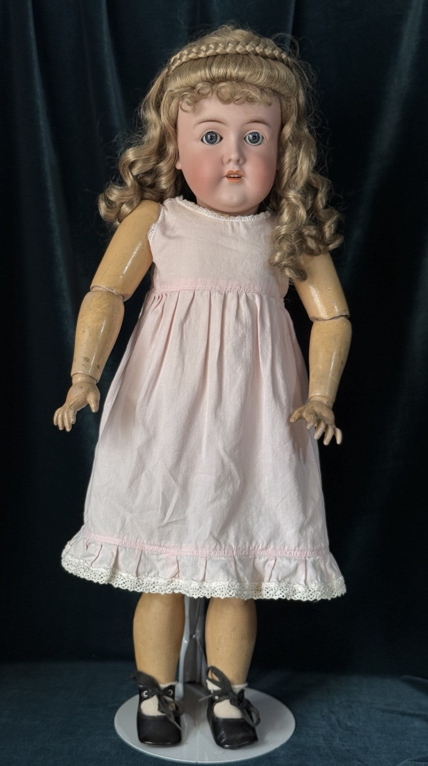 Antique German Karl Hartmann 28” Doll Bisque Head Composition Body-Damaged