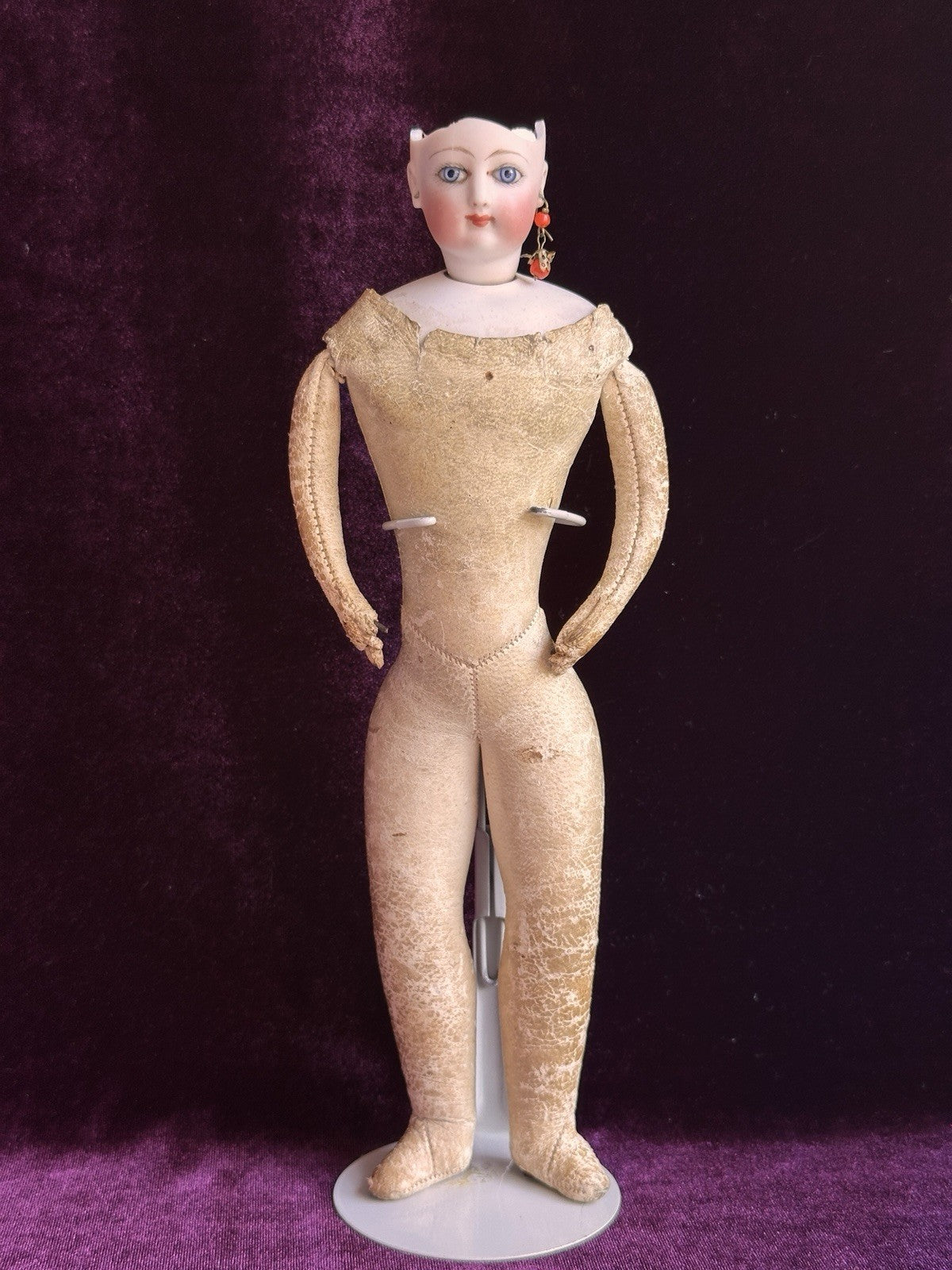 Antique French 10.5” Jumeau (?) Smiling Bru (?) Fashion Bisque Head Doll Damaged