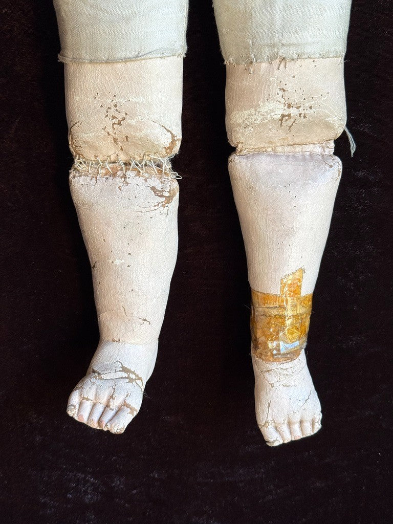 Rare Antique American 22” Gertrude Rollinson Oil Painted Cloth Baby Doll