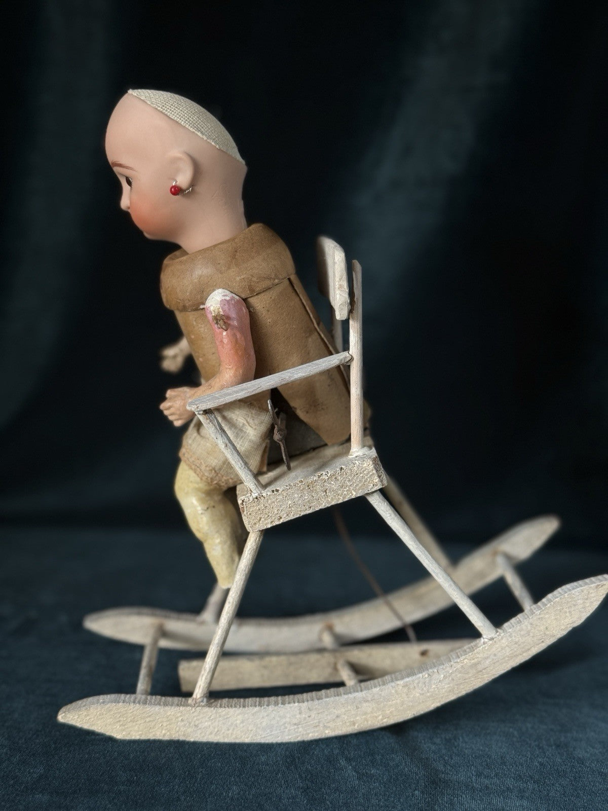 Reproduction of Antique French Paris Bebe 10” Doll Mechanical Rocker Chair