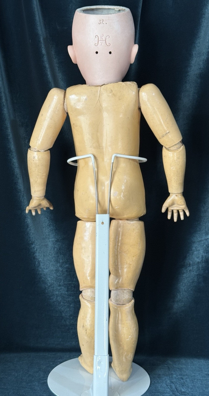 Antique German Karl Hartmann 28” Doll Bisque Head Composition Body-Damaged