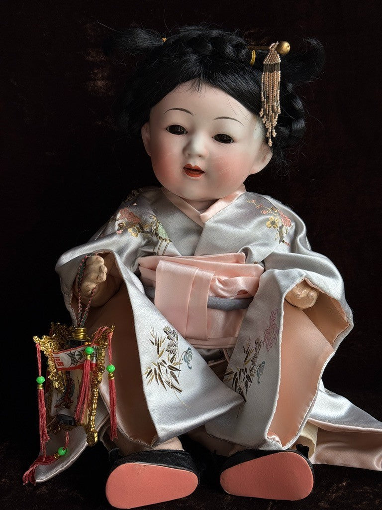 Rare Japanese 18" Yamato Nippon Oriental Asian Bisque Head Baby Doll
