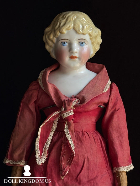 Antique German 20” Kling China Shoulder Head Doll