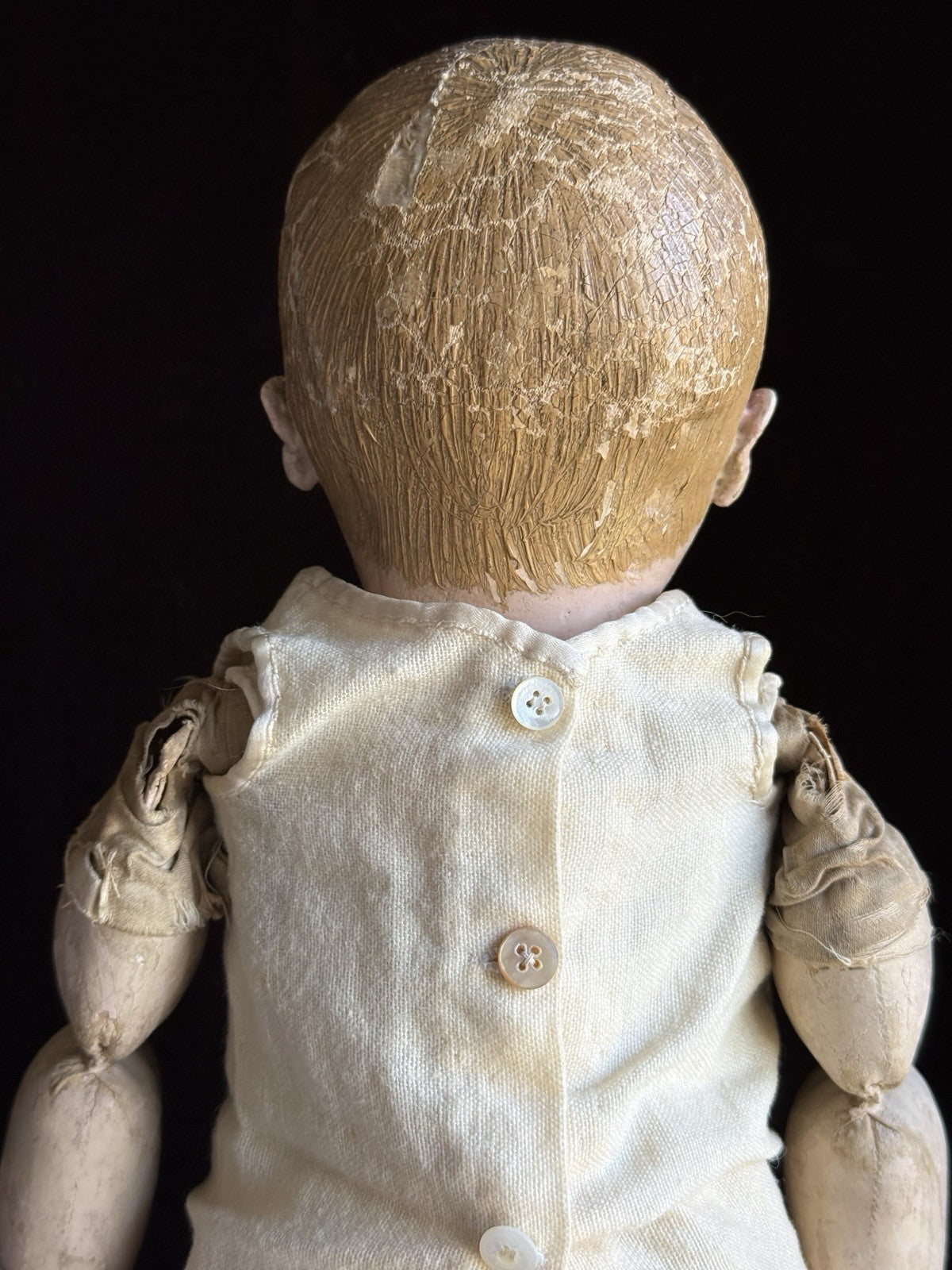 Antique American Martha Chase 15.5” Oil Painted Cloth Baby Doll
