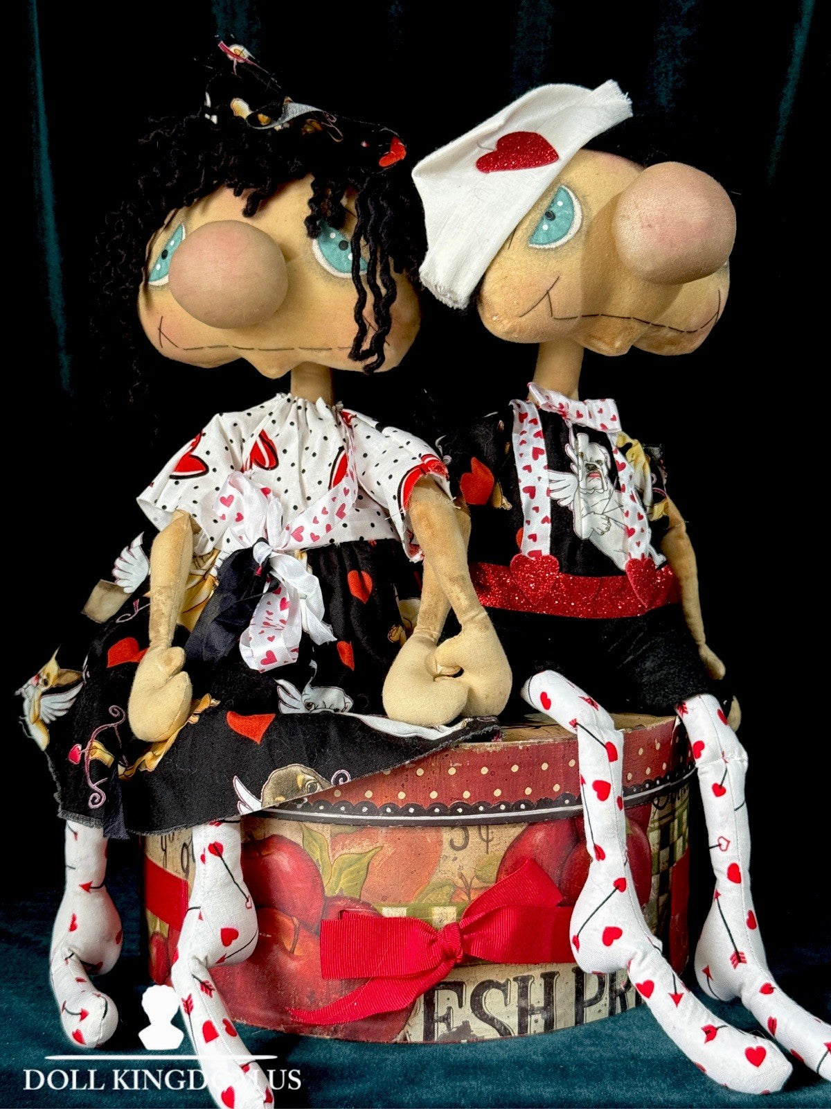 Lot Of 2 OOAK Artist Handmade Whimsical Cloth 22” Doll