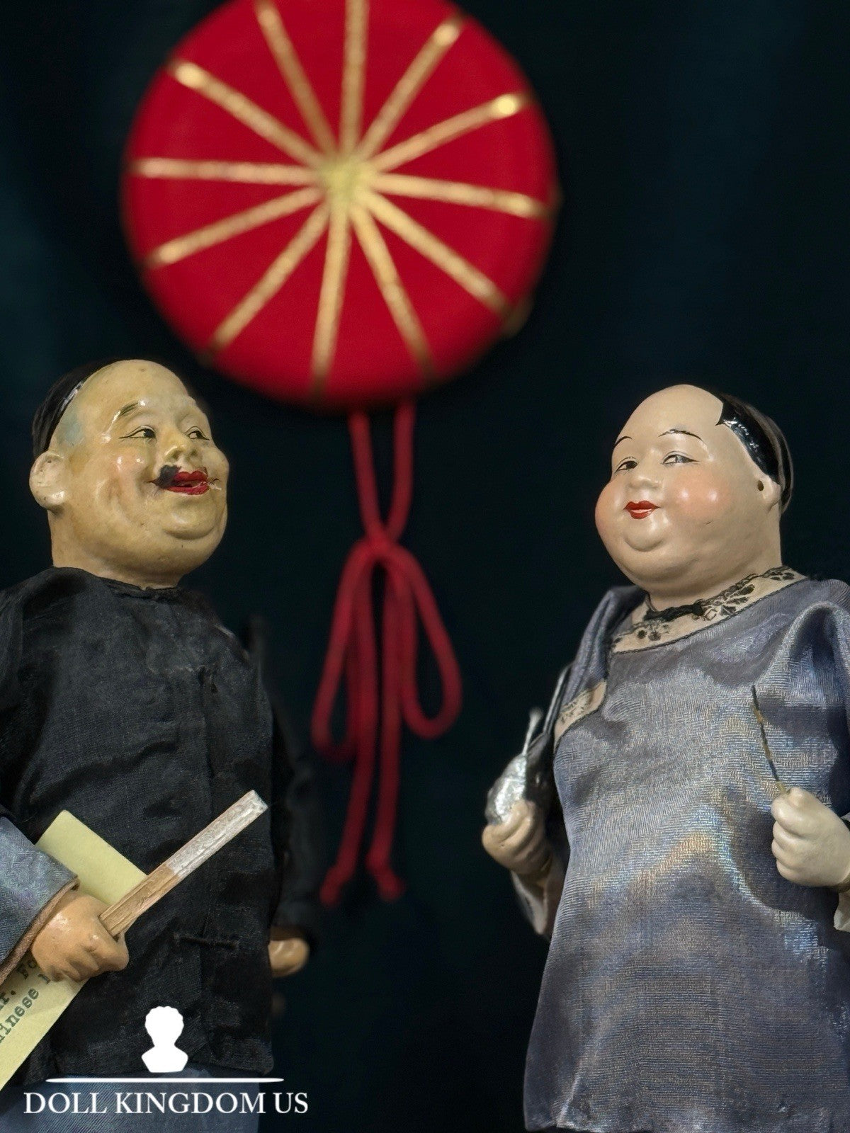 Lot Of 2 Vintage Composition 11.5” Dolls “Chinese Merchant Mr Foo And His Wife”