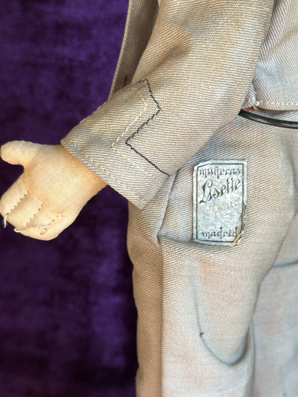 All Original Vintage Early Spanish 10.5” Munecas Pages Hard Mask Cloth Doll