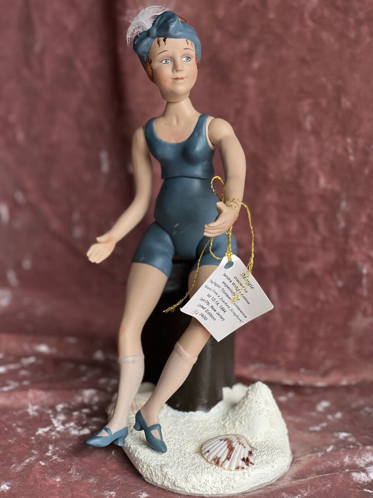 2 All Porcelain UFDC Artist Dolls by Sandra Justiss Flapper Style Swimmers
