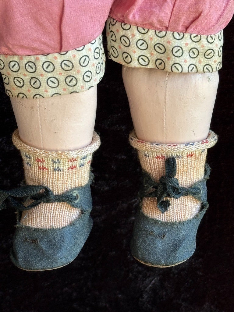 Antique American  Martha Chase Bob Hairstyle Oil Painted Stockinette Girl Doll