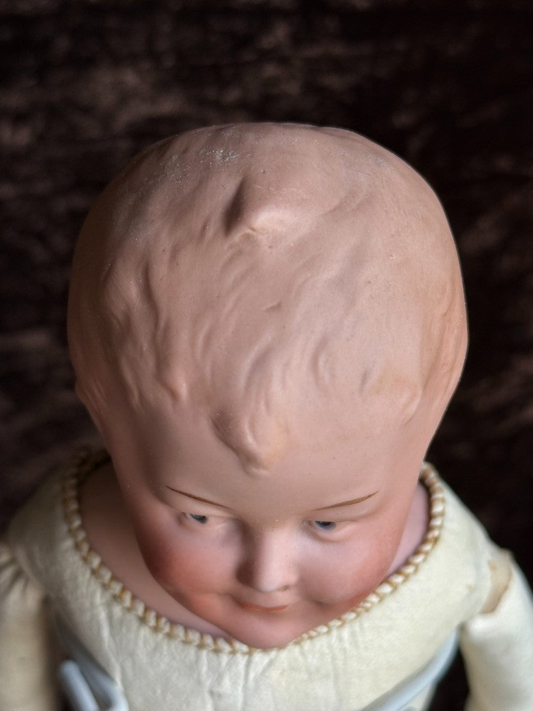 Antique German 12” Gebruder Heubach Bisque Shoulder Head Character Boy Doll