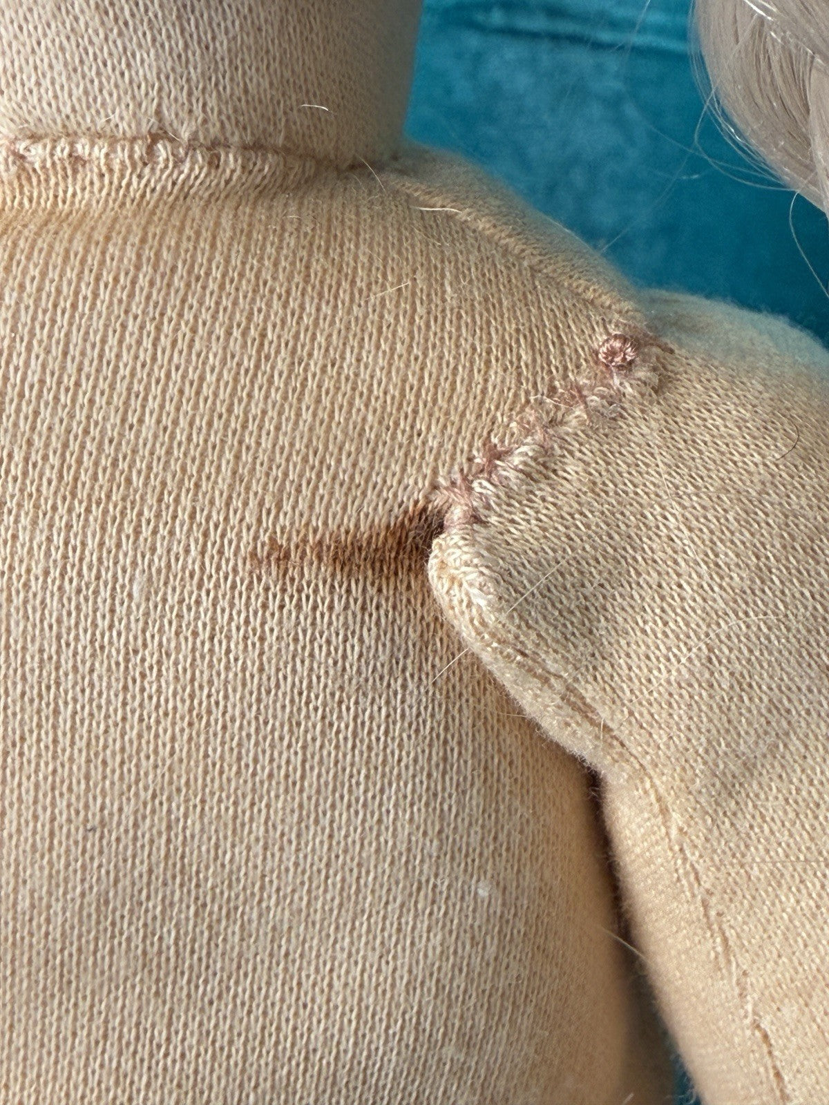 Vintage Artist Stockinette Face Painted 18” Girl Doll