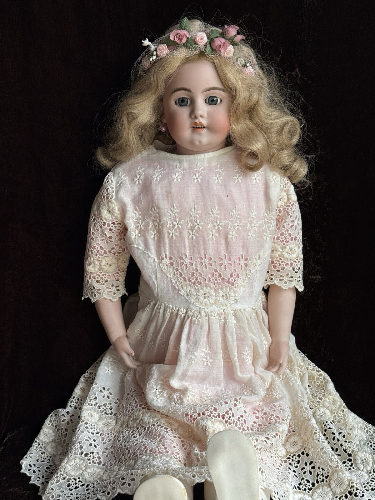 Large Antique German 31” Simon Halbig Bisque Shoulder Head Doll