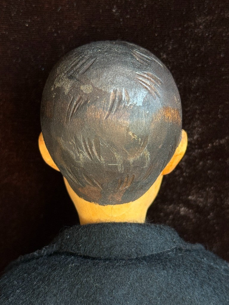 Rare Vintage 10” Swiss Huggler Wood Carved Jointed Boy Doll