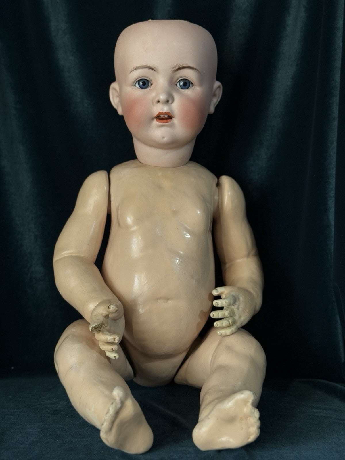 Huge 28” Antique German Franz Schmidt Mold 1295 Baby Boy Doll Porcelain Head