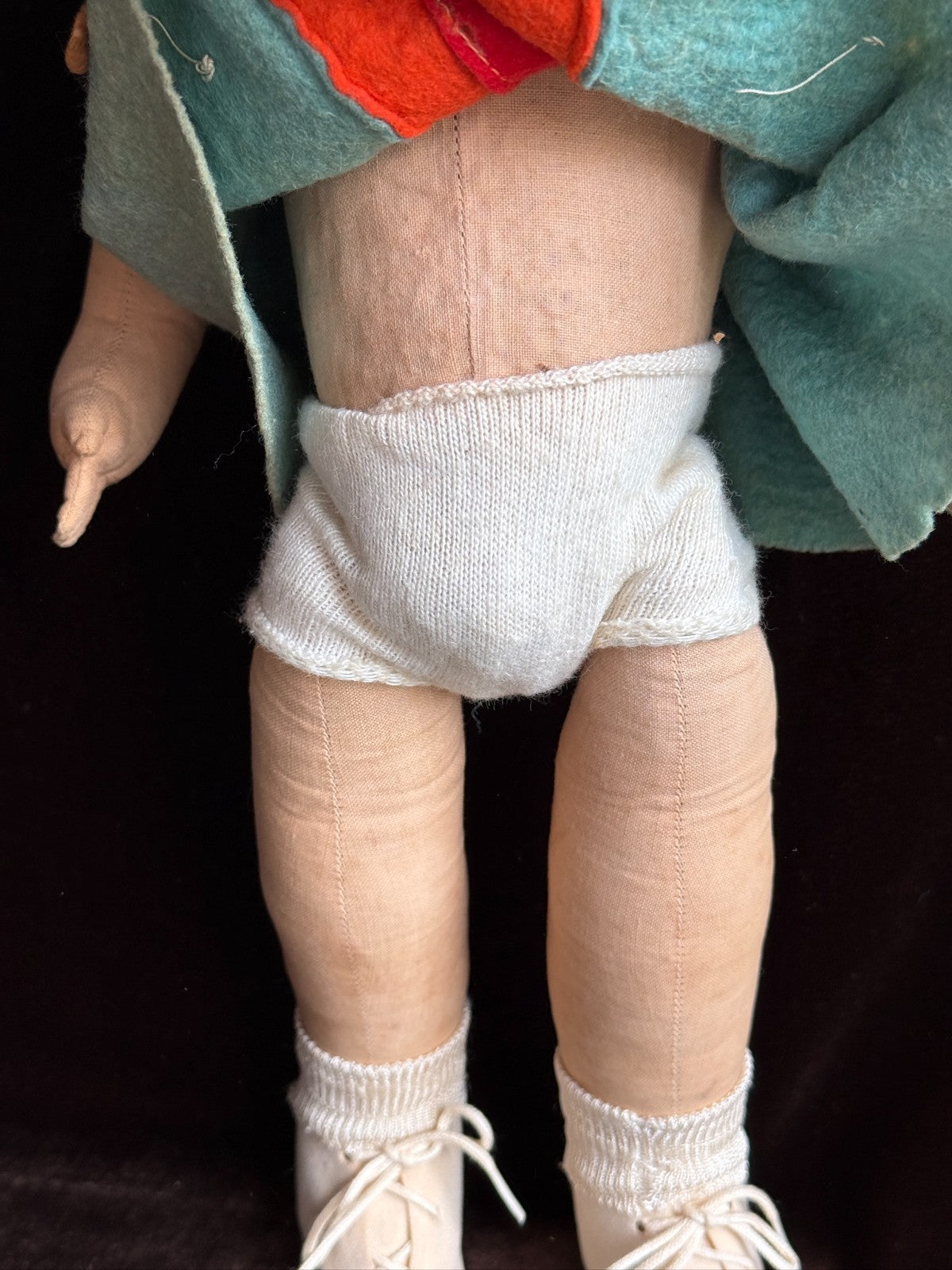 Vintage French 18” Felt Cloth Character Doll
