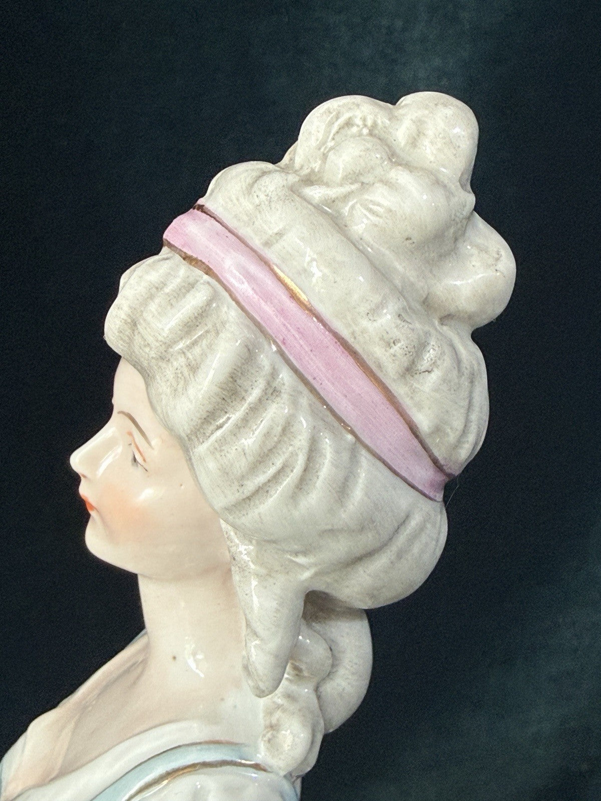 Antique German Porcelain GALLUBA & HOFMANN 5 1/2” Half Doll Pin Cushion