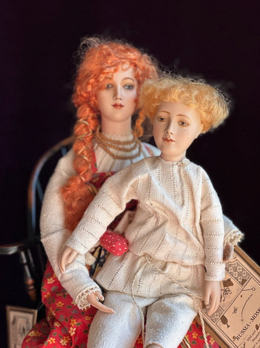 2 Porcelain Dolls Alyonoushka & Ivanushka by Russian Artist Alexandra Koukinova